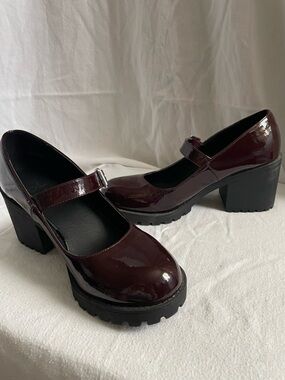 Dirty Laundry Burgundy Patent Mary Jane Block Heels